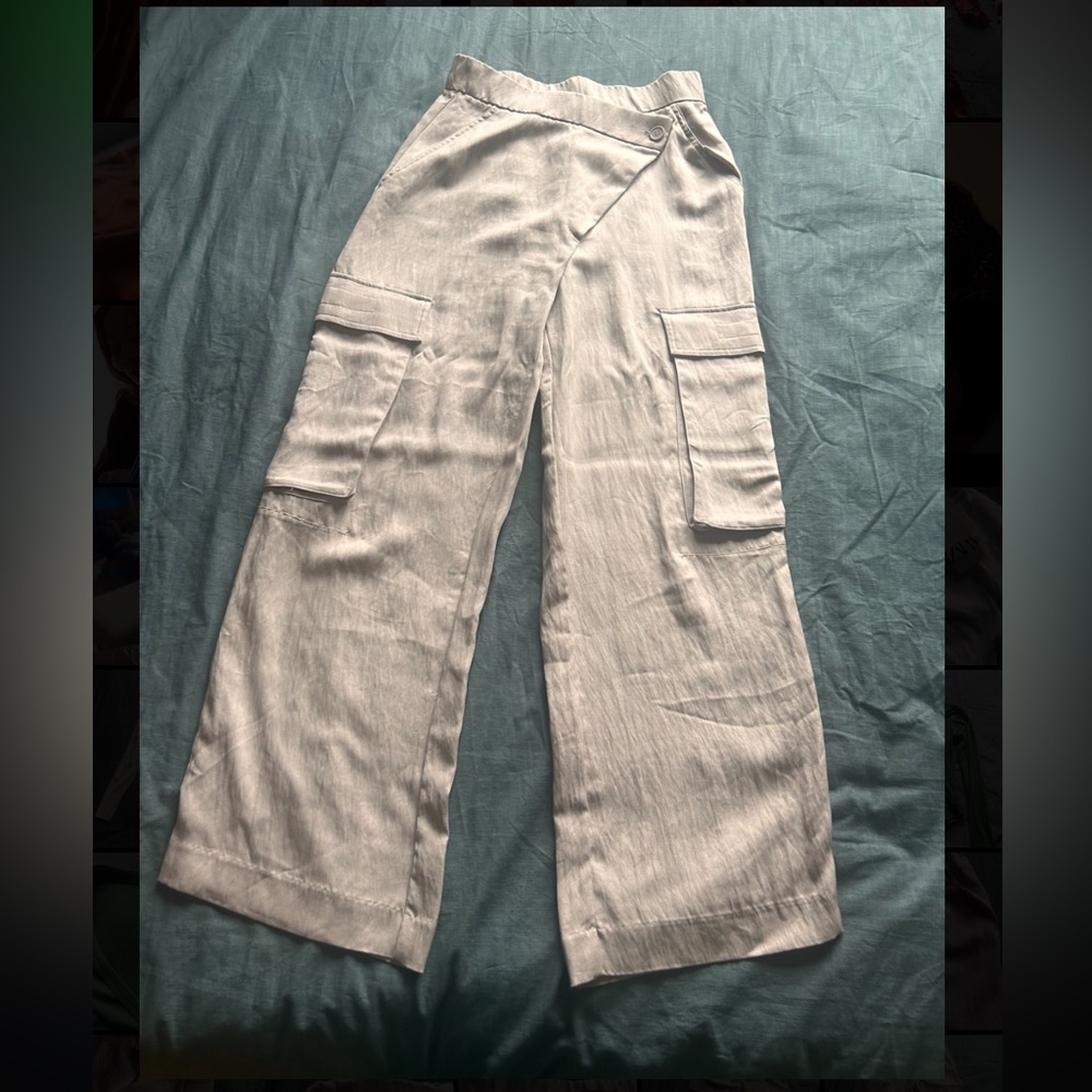 Zara Full Length Cargo Pants Assymmetrical Waist| Pastel Mauve | Small